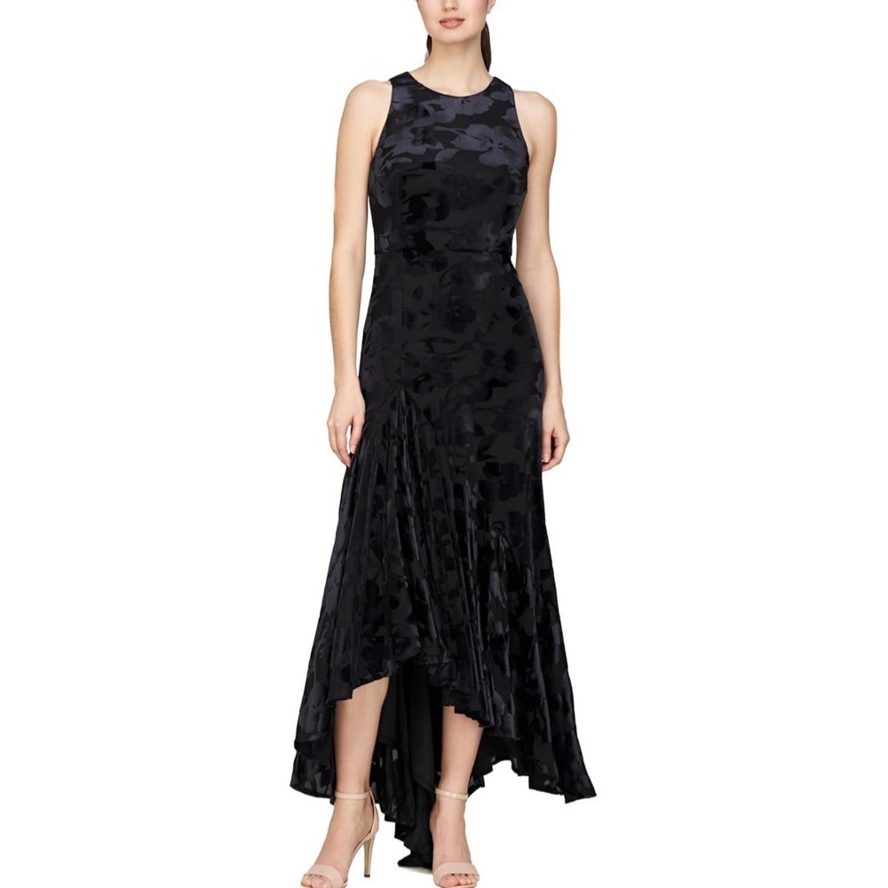 NWT JS Collections Women's Natalia Asymmetric Midi Dress - Black - Size 10